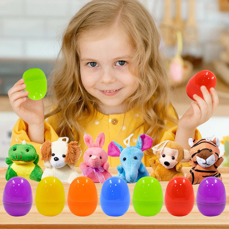 12/24/36 Pcs Prefilled Easter Eggs, Filled with Plush Animal Toys