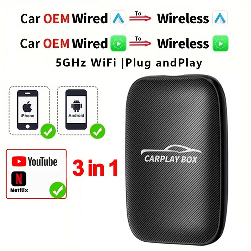 AutoSky TV Adapter + HDMI to USB-C Cable Bundle - Adapter which allows TV Sticks on your vehicle's infotainment system
