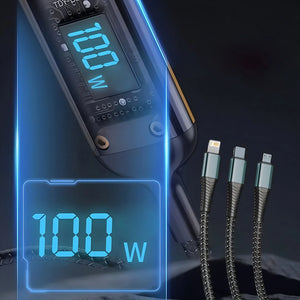 Transparent Luminous Super Fast Charging 3-in-1 Data Cable