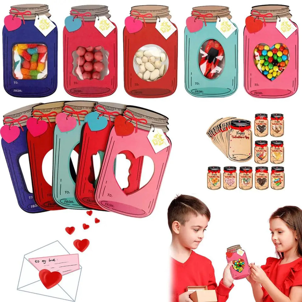 Mason Jar Happy Valentines Day Cards (50PCS)