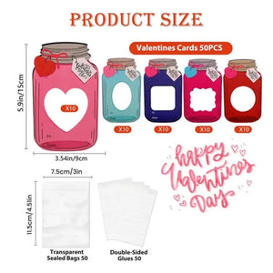 Mason Jar Happy Valentines Day Cards (50PCS) - Simplr Deals enjoy 50% Off Today!