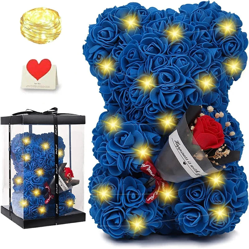 Forever rose teddy bear with lights