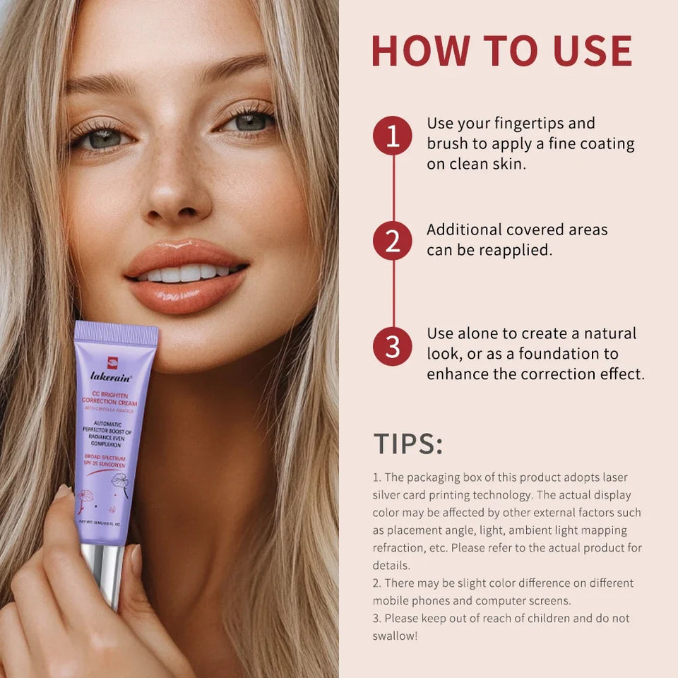 Achieve Effortless Radiance 50% OFF- Hydrating CC Cream Foundation with Centella Asiatica